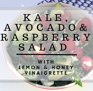 Kale, Avocado & Raspberry Salad with a Delicious Lemon-Honey Vinaigrette - Note: this salad is hard to stop eating! www.halsanutrition.com