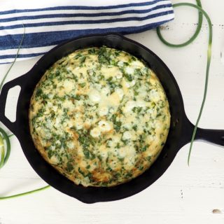This kale and garlic scape frittata makes a delicious healthy meal. It's perfect for using up that leftover kale and a good way to use some of those fun garlic scapes that abound in late June. Gluten-free & vegetarian. halsanutrition.com