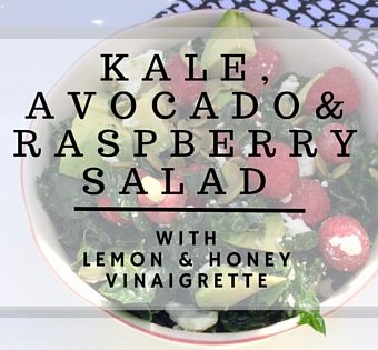 Kale, Avocado & Raspberry Salad with a Delicious Lemon-Honey Vinaigrette - Note: this salad is hard to stop eating! www.halsanutrition.com