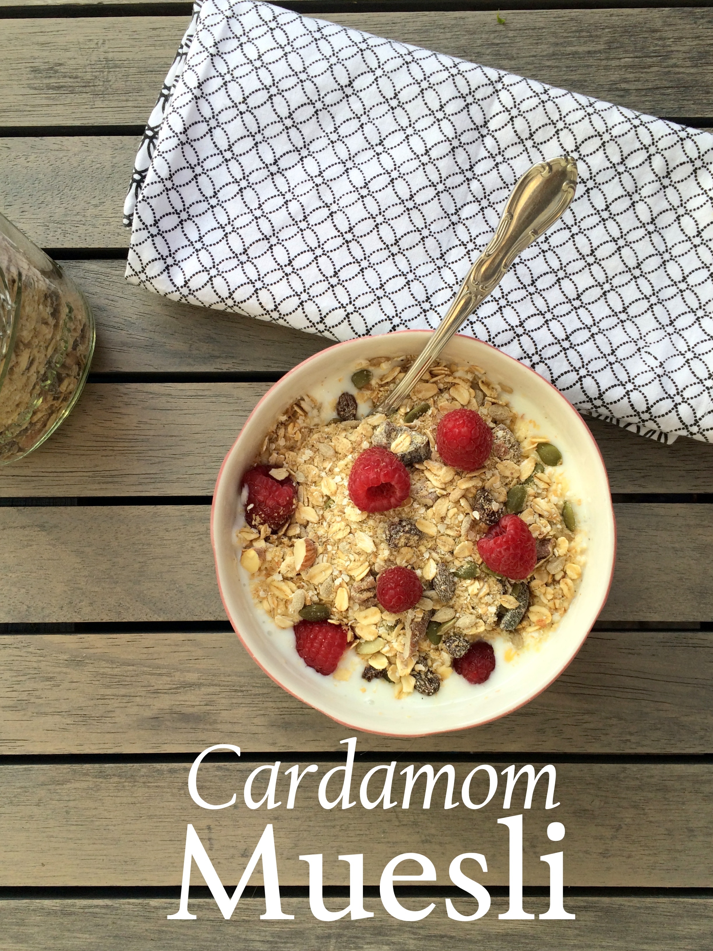 This cardamom muesli is the perfect warm weather cereal. Just add it to your favorite cultured milk, plant based milk, or yogurt, top with fresh berries, stir and enjoy. Packed with whole grains and easily made gluten-free. From halsanutrition.com