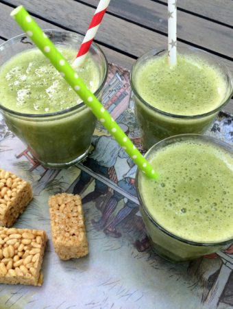 Kid-Approved Green Smoothie - tested at elementary school health fair with overwhelming approval from the kids! Recipe by Sonnet at In Sonnet's Kitchen.