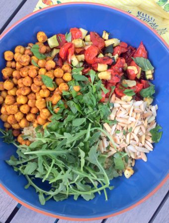 Turmeric Roasted Chickpea and Quinoa Salad - recreation of recipe by Jamie at Dishing Out Health - vegan, gluten-free, anti-inflammatory and delicious! Perfect for picnics, potlucks, or your own lunchbox!