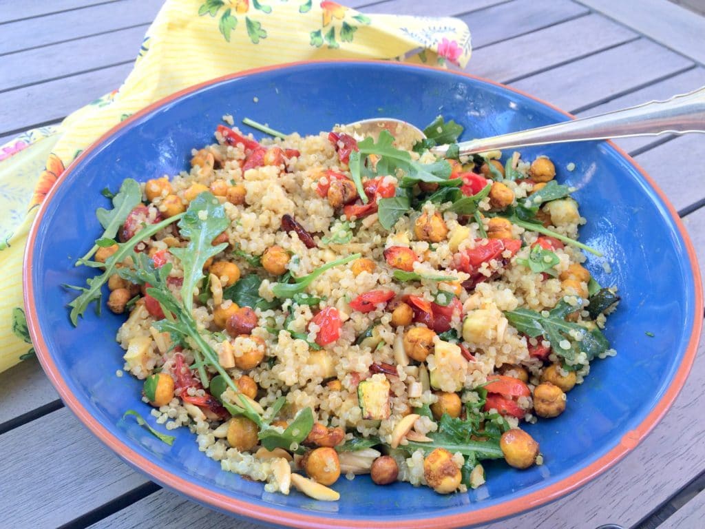 Turmeric Roasted Chickpea and Quinoa Salad - recreation of recipe by Jamie at Dishing Out Health - vegan, gluten-free, anti-inflammatory and delicious! Perfect for picnics, potlucks, or your own lunchbox!