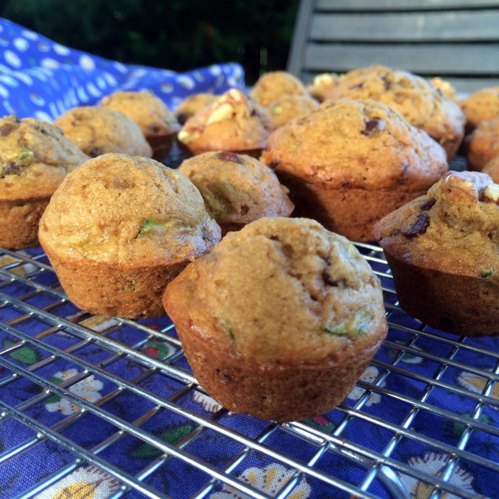 whole-grain, dairy-free zucchini muffins, moist and delicious, studded with chocolate chips, your family will love them!