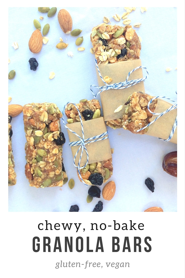 chewy, no-bake granola bars, gluten-free, dairy free, peanut free, vegan - these delicious granola bars are great for quick snacks on the go!