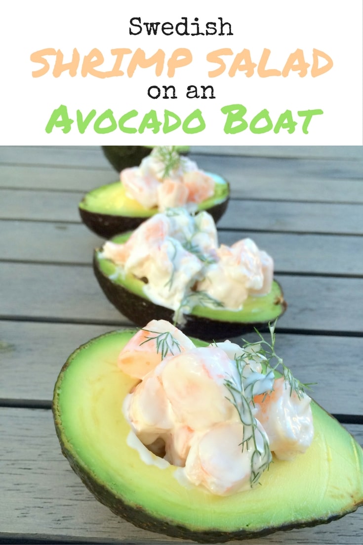 Swedish Shrimp Salad on an Avocado Boat - Hälsa Nutrition