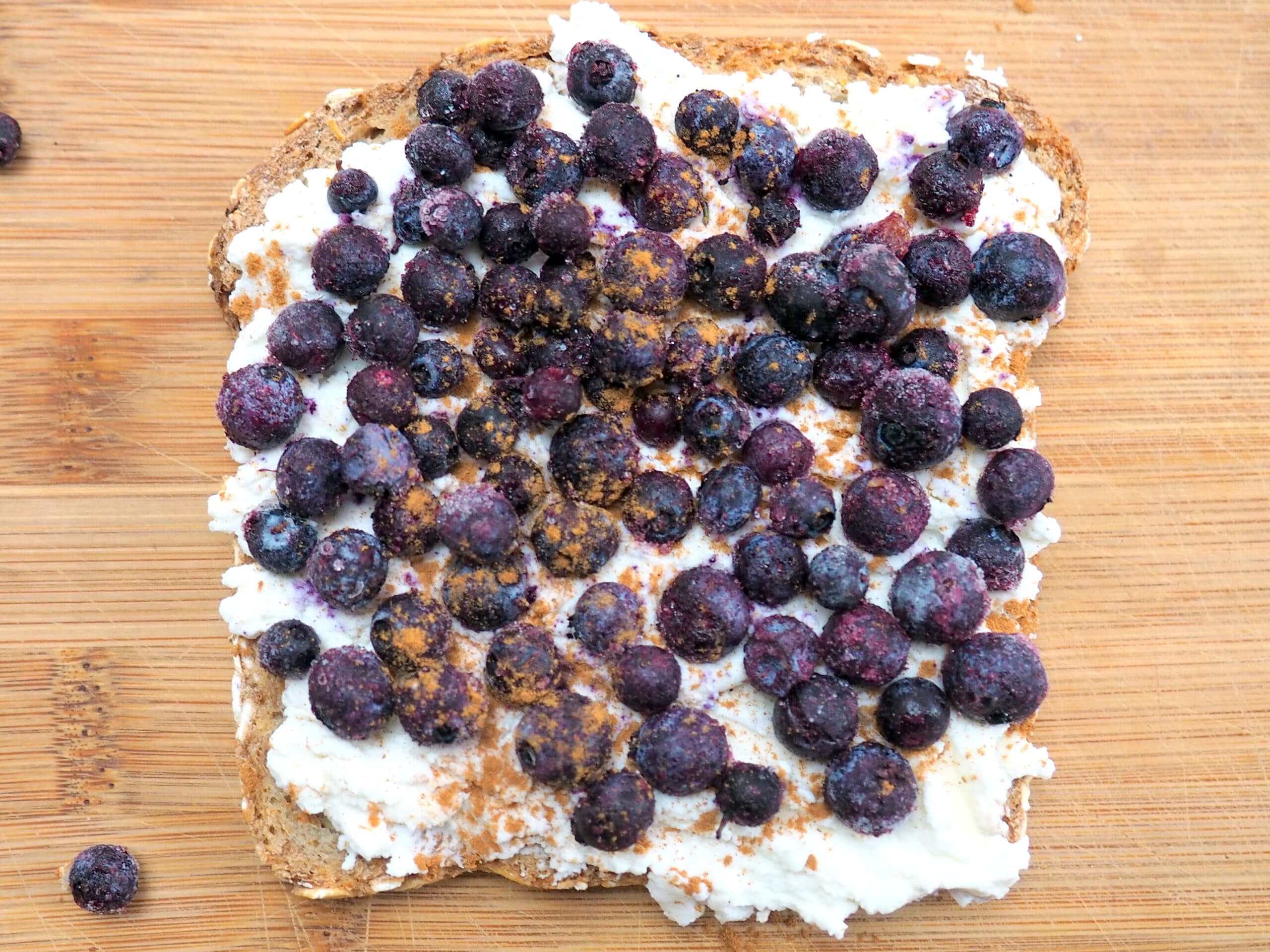This wild blueberry and cream toast is a perfect addition to your breakfast or snack rotation. Made with antioxidant-rich frozen, wild blueberries, sprouted whole grain bread, and ricotta cheese or dairy-free cashew cream and lightly broiled in the oven....it is soo good!