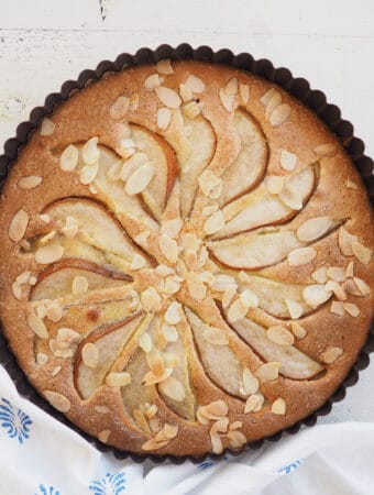 pear cake almonds cardamom
