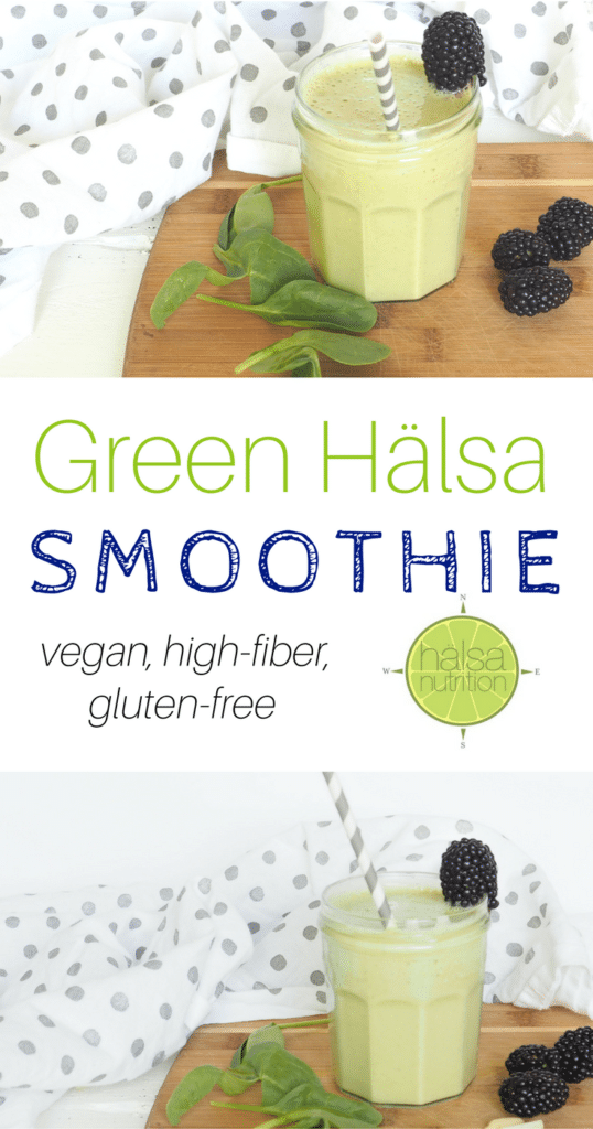This green smoothie features greens, flax, chia, and squash! It;s a great way to boost your daily intake of greens and fiber or to reset after a day or weekend of overindulging. Vegan, gluten-free, and high-fiber. From halsanutrition.com