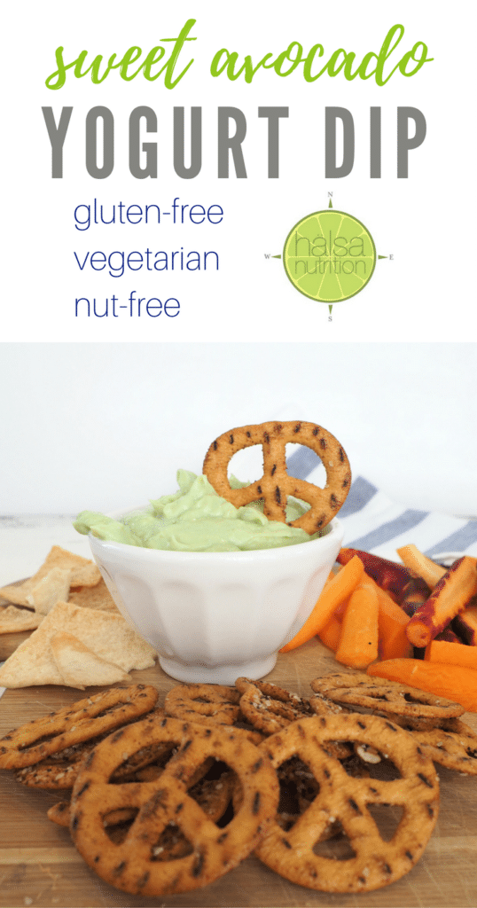 This sweet avocado yogurt dip makes a fun alternative to your usual ranch or hummus dip. Serve it with raw veggies and pita chips or pretzels for extra kid-appeal. Skyr or Greek yogurt adds extra protein plus some probiotics.