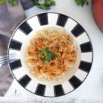 This veggie loaded turkey bolognese is a family favorite. A sure way to get extra veggies into the whole family. Delicious and nutritious it's also suitable for gluten-free and dairy-free diets. Serve over your favorite pasta. Or try it with zoodles, spaghetti squash, quinoa, or rice. From halsanutrition.com.
