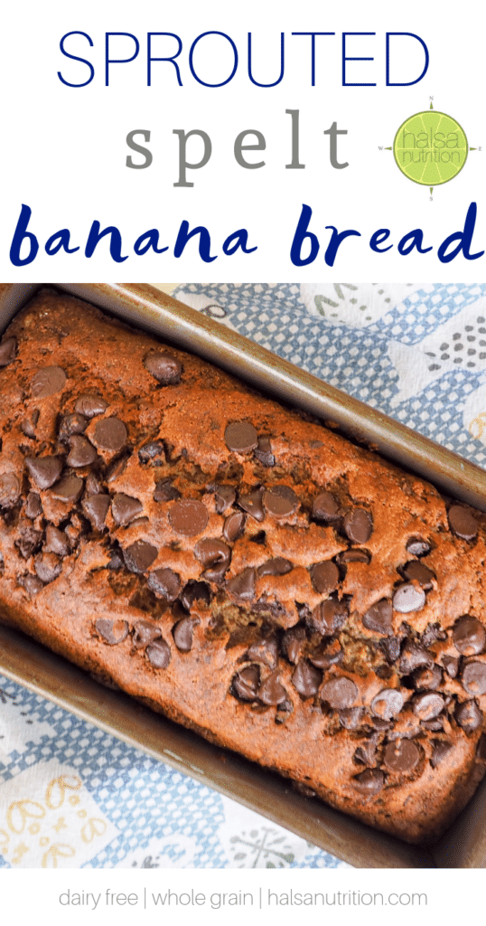 Sprouted spelt banana bread. Whole-grain. Dairy-free. After school snack. Breakfast. Fika. Post- or Pre- workout fuel. Halsanutrition.com 