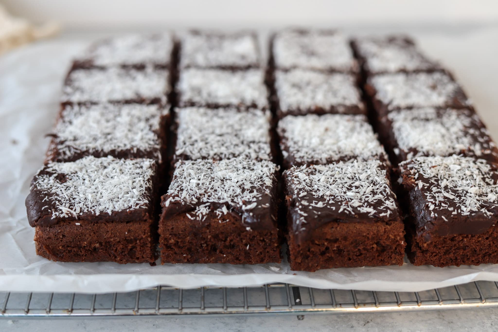 Swedish Chocolate Cake with Mocha Glaze and Coconut