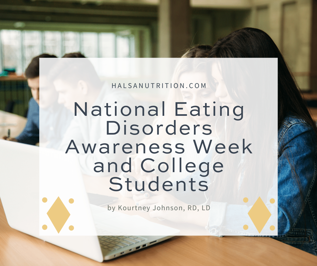 National Eating Disorders Awareness Week 2024 and College Students - background image students working on laptop