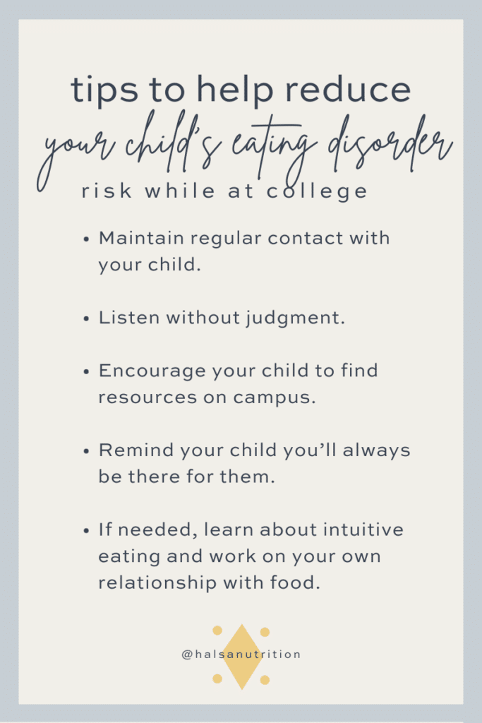 tips to reduce your child's eating disorder risk while at college 
