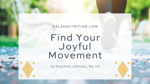 joyful movement title slide with image of lower legs and feet walking or running outdoors