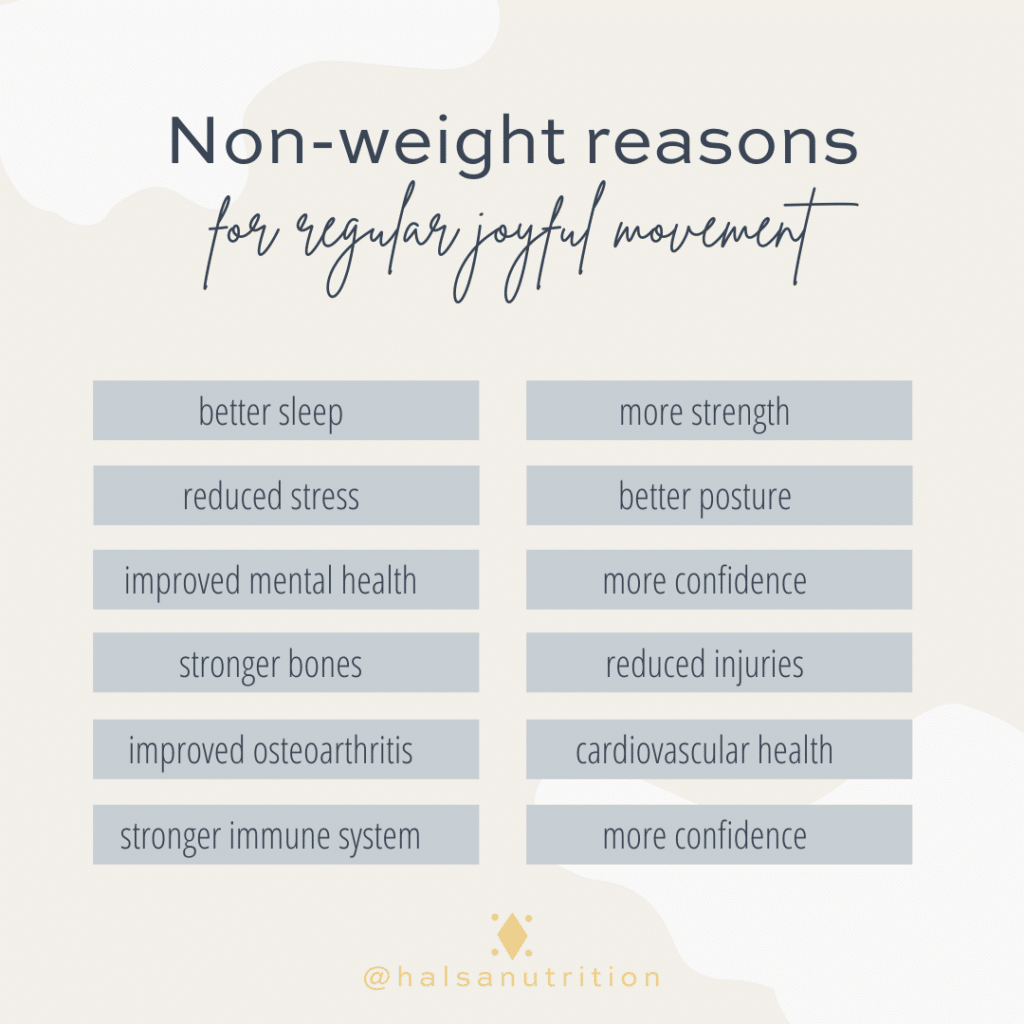 list of non-weight-related benefits of regular joyful movement